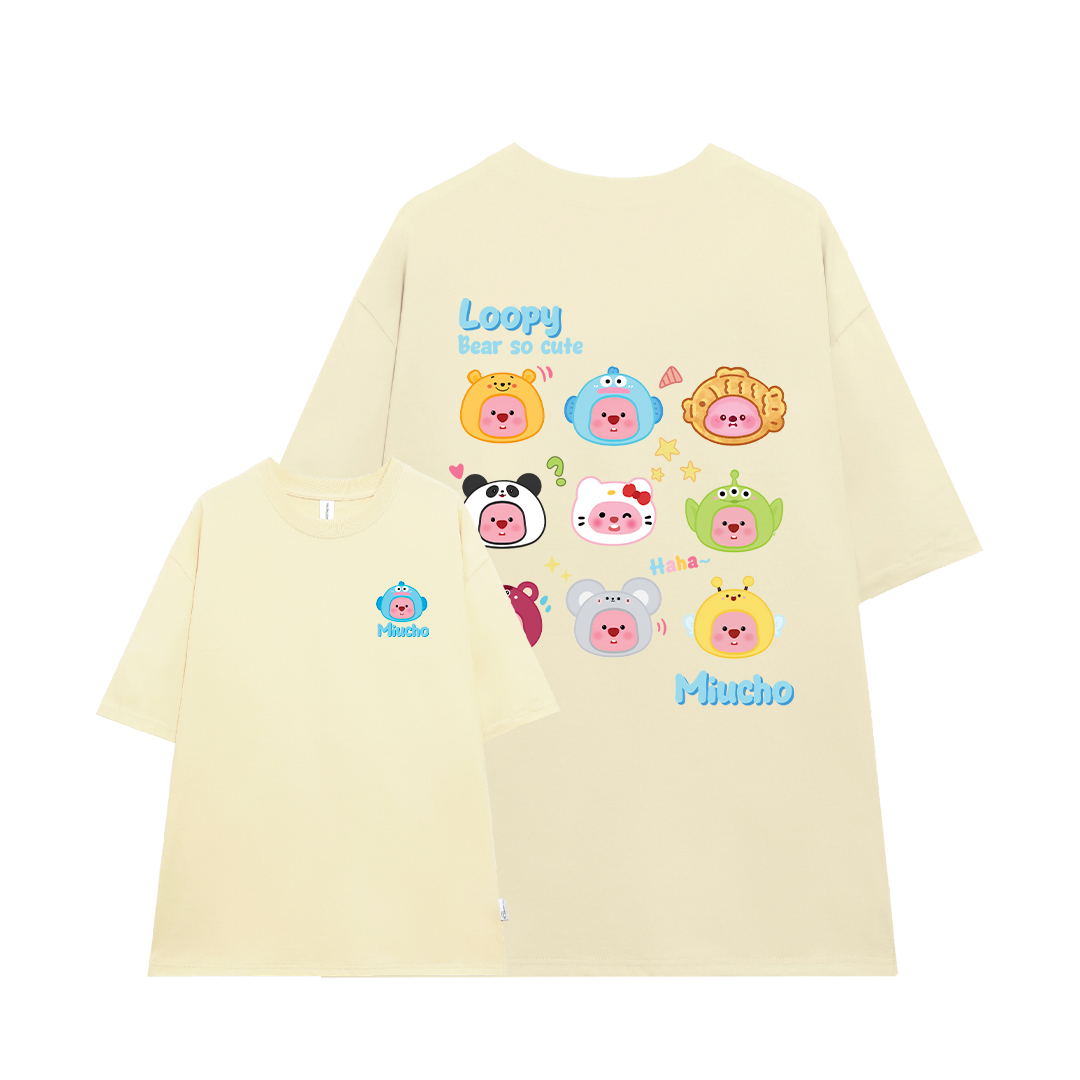 Áo thun Loopy Hải Ly form rộng ATD652 Miucho cotton cổ tròn in artwork_thumbnail_17