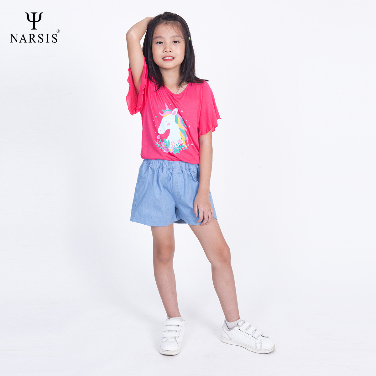 BỘ HÈ BÉ GÁI KM1010 NARSIS CHẤT LIỆU JEAN BỀN BỈ, CÁ TÍNH, TRẺ TRUNG, THỜI TRANG_thumbnail_2