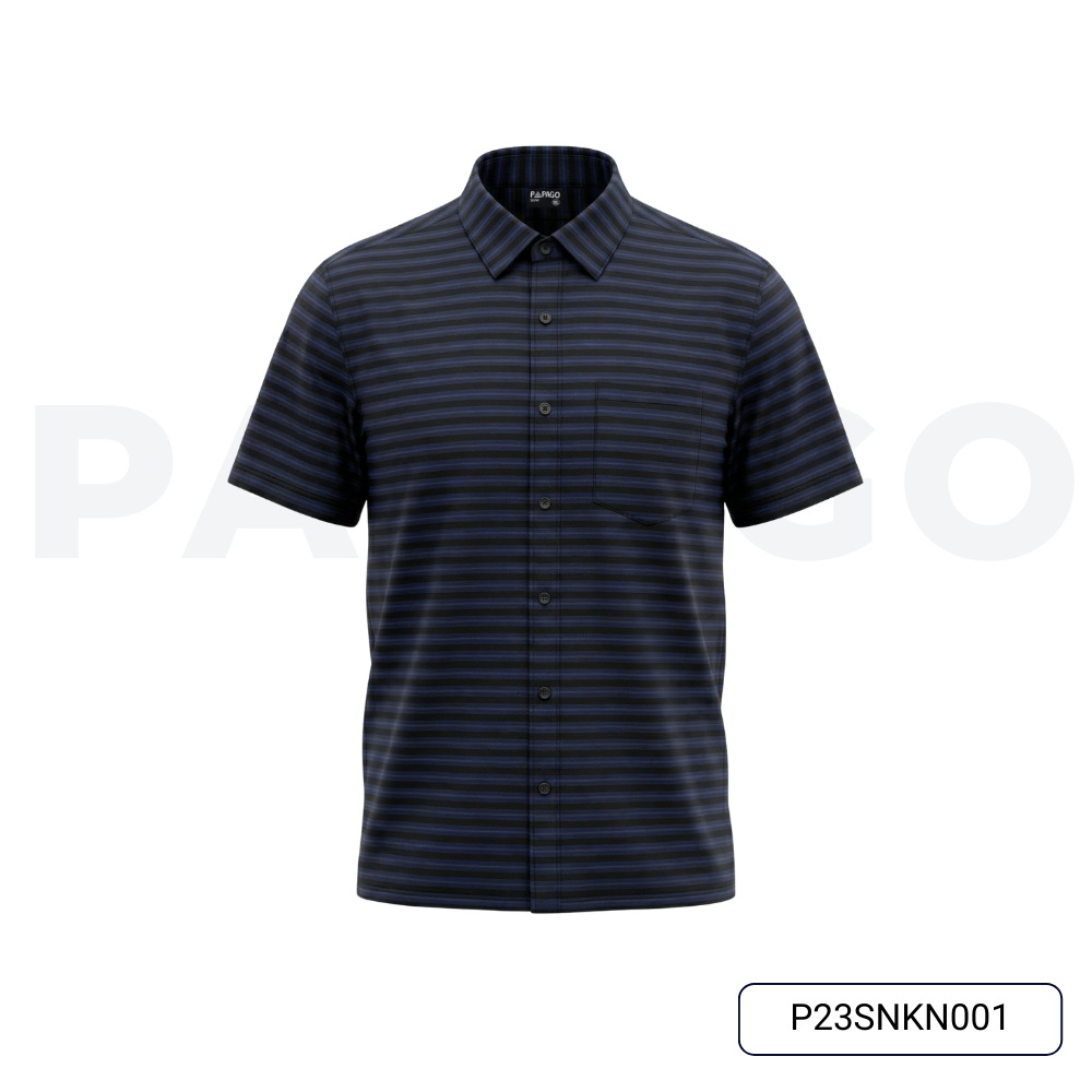 Áo Sơ Mi Nam Trung Niên Tay Ngắn Lai Ngang PAPAGO Cao Cấp Cotton Kẻ Ngang Form Rộng Thoải Mái P23SNKN001_thumbnail_11