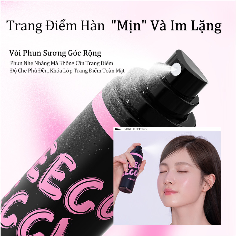 [VEECCI] Xịt make up Veecci đen hồng 100ml