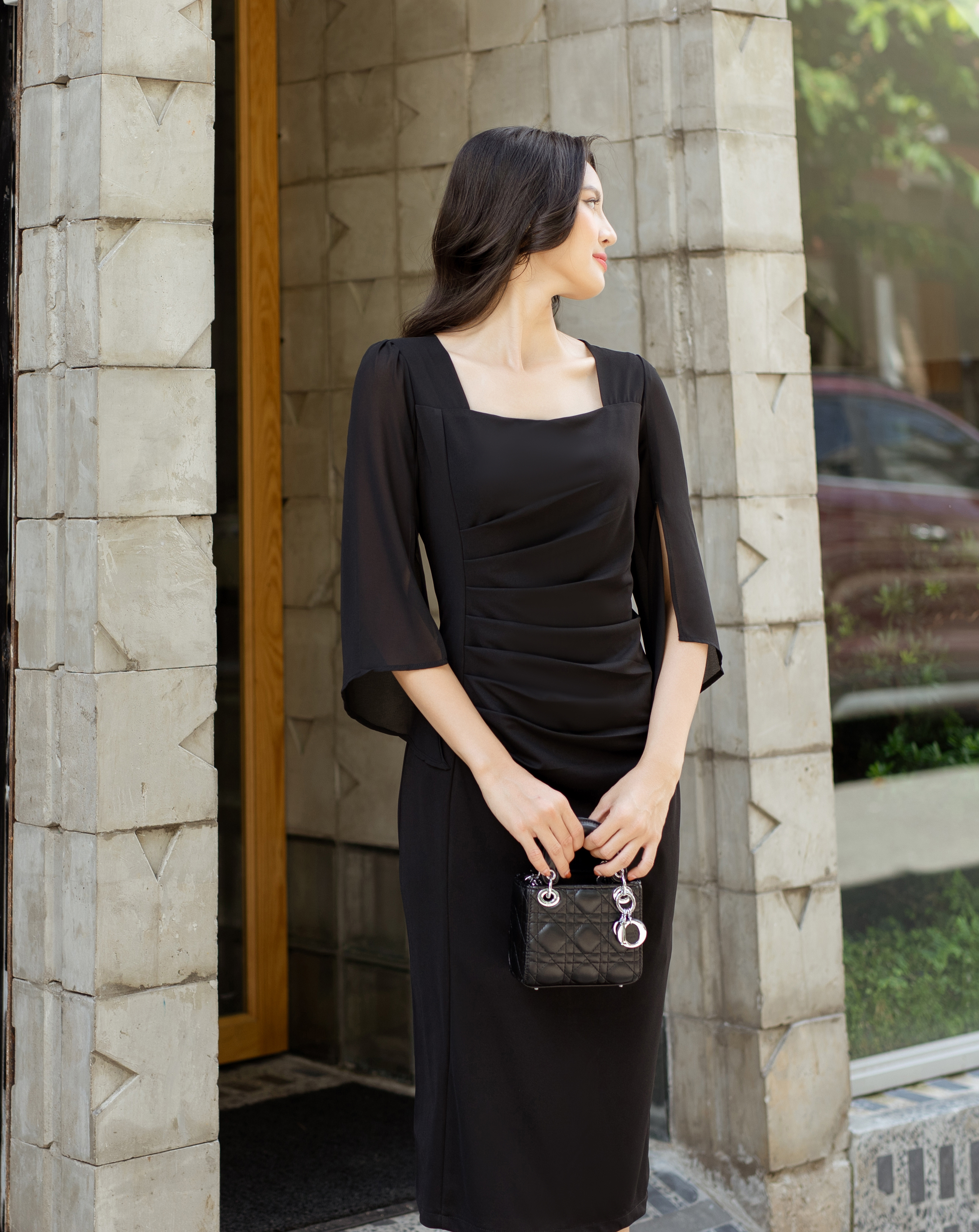 Đầm body xếp ly eo tay nữ hoàng_thumbnail_4