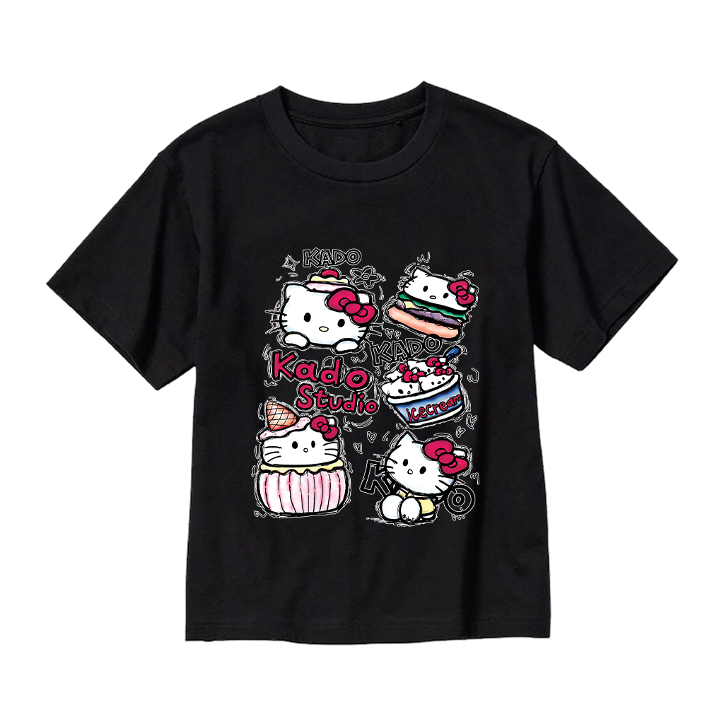 Áo thun cho bé gái Kado vải cotton thoáng mát dày dặn Hello Kitty cổ tròn in mix 2867_thumbnail_7