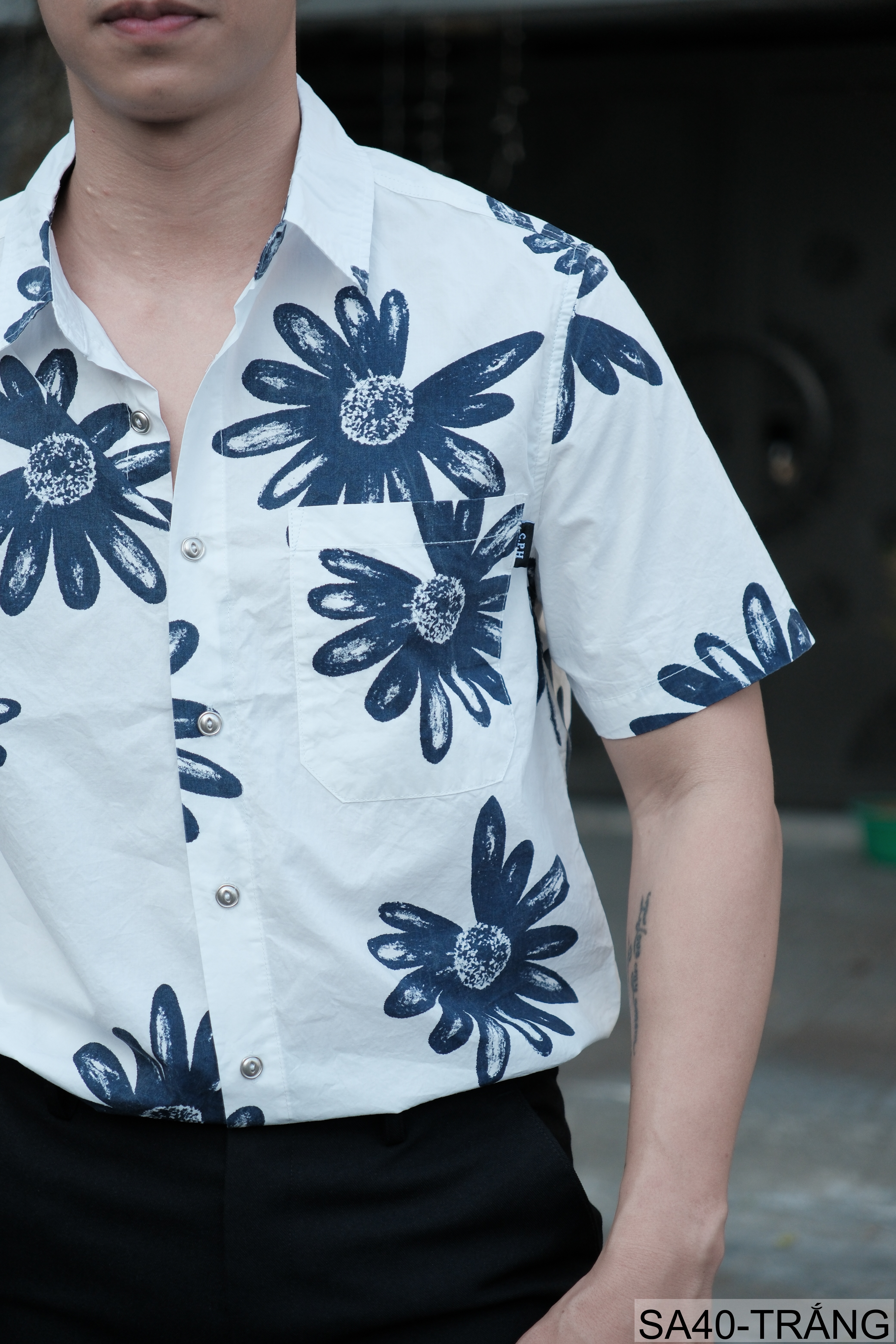 SA40 - Áo sơ mi nam tay ngắn họa tiết hoa cúc, phong cách Hàn Quốc, chất cotton thoáng mát_thumbnail_5
