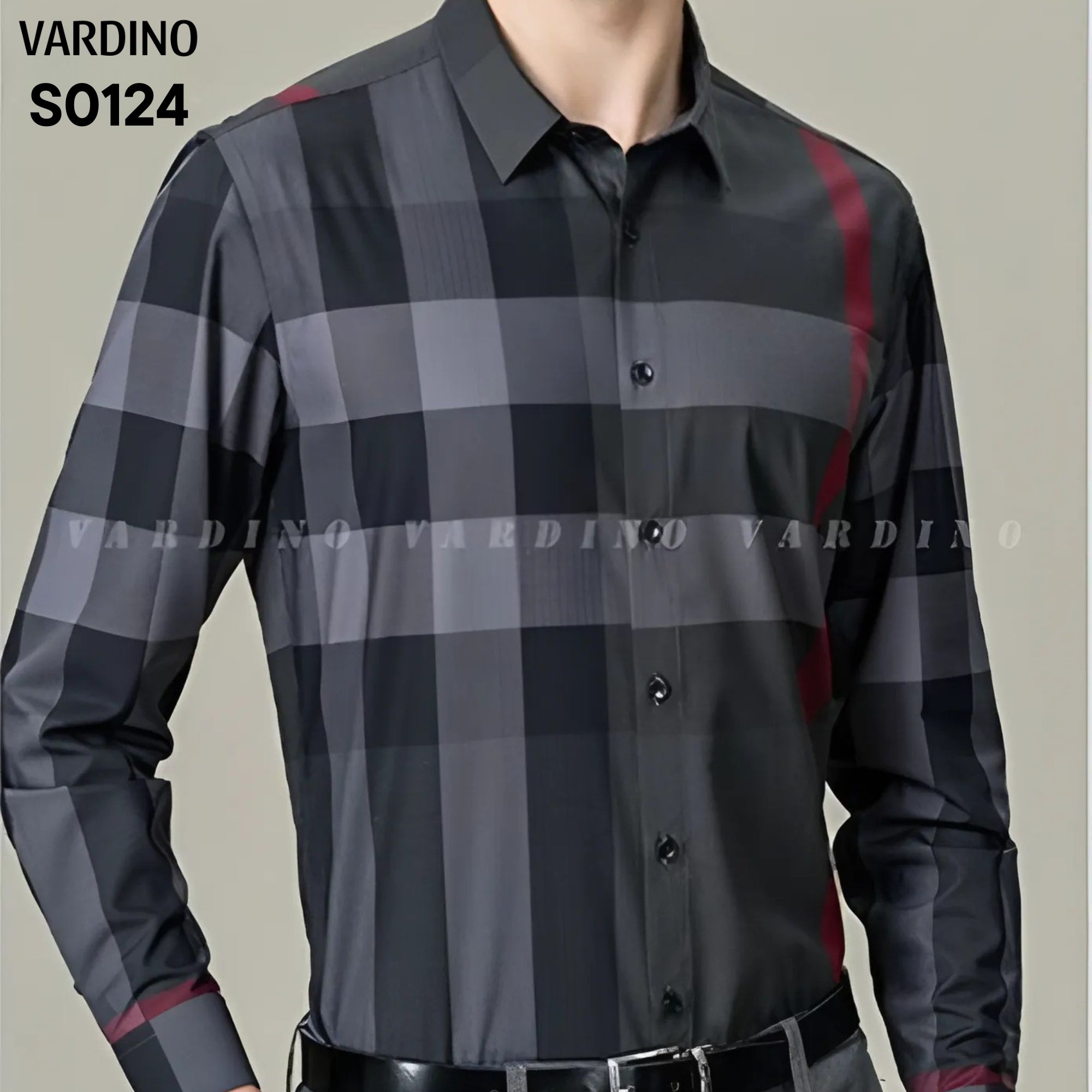 Áo sơ mi kẻ dài tay Vardino S0124