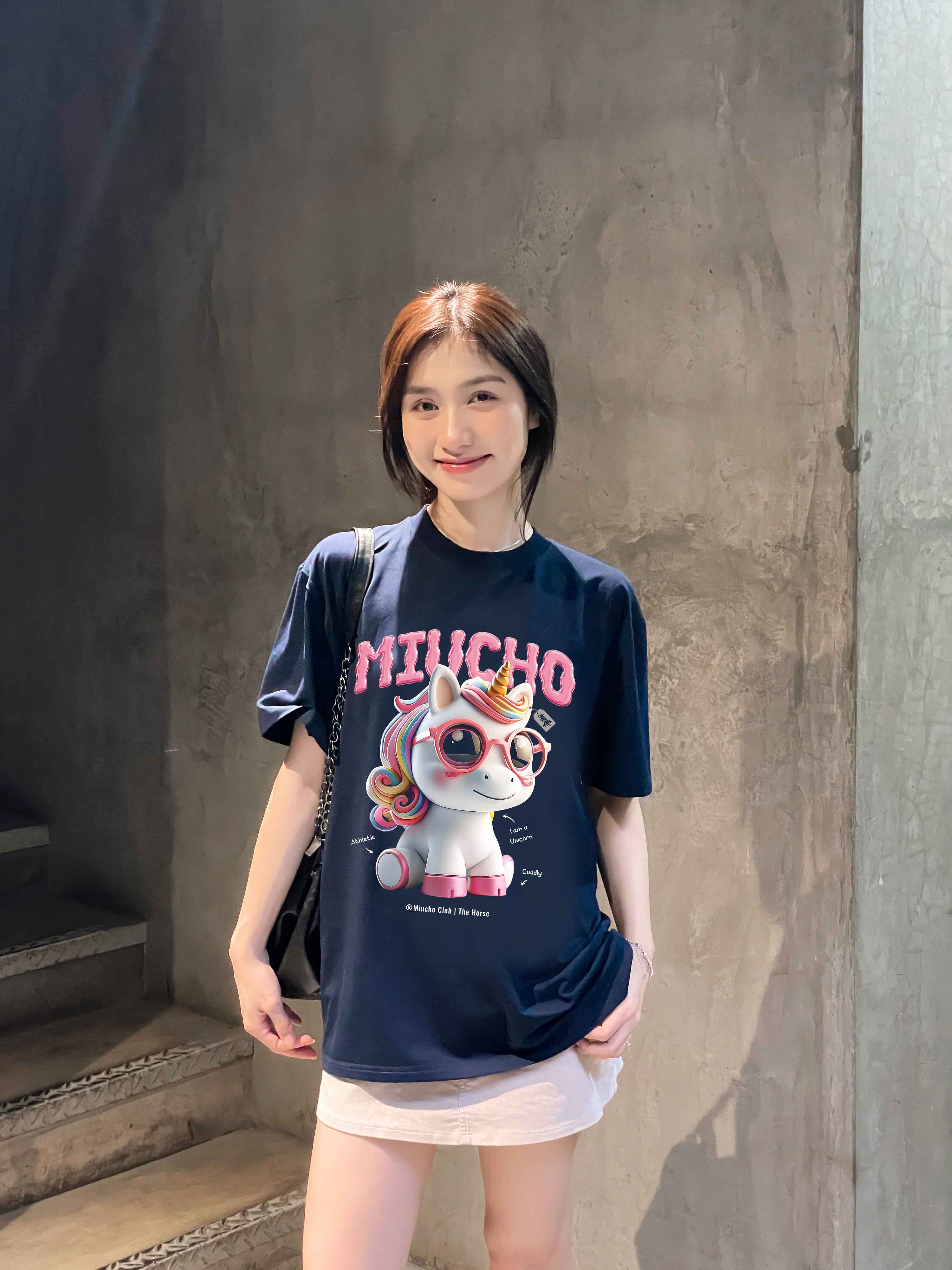 Áo thun form rộng 12 con giáp tuổi Ngọ ATD1245 Miucho tay ngắn cổ tròn in mix_thumbnail_5