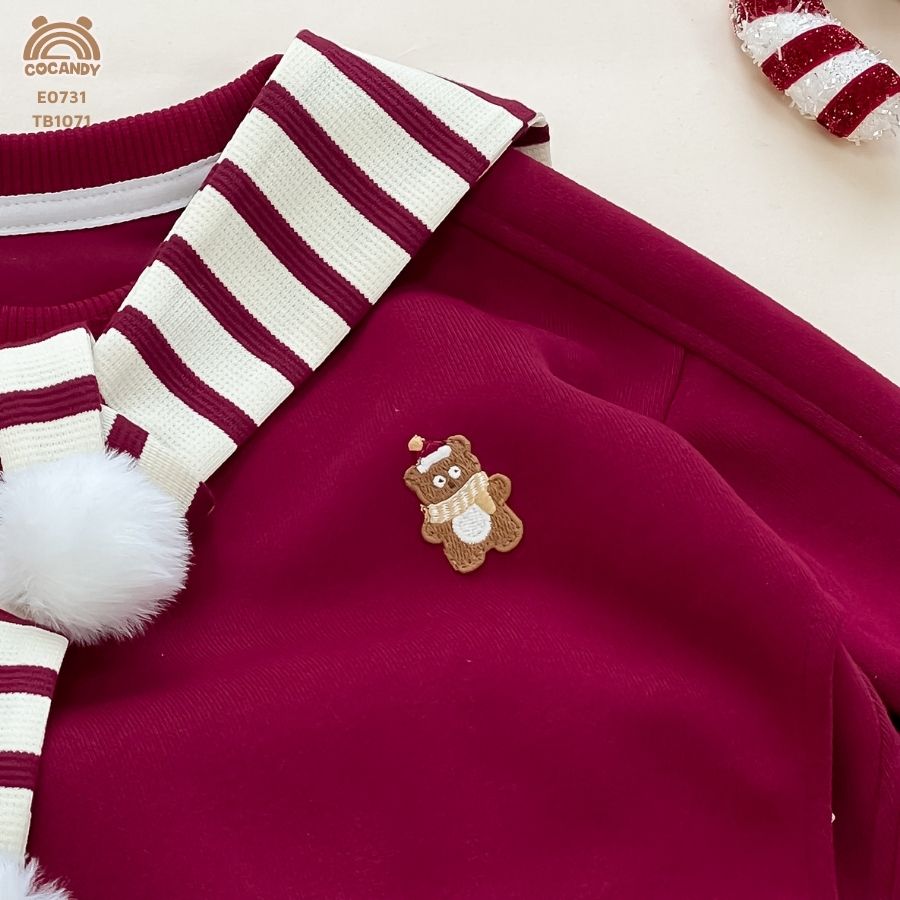 Áo dài nỉ ĐỎ phối ngực gấu_thumbnail_8