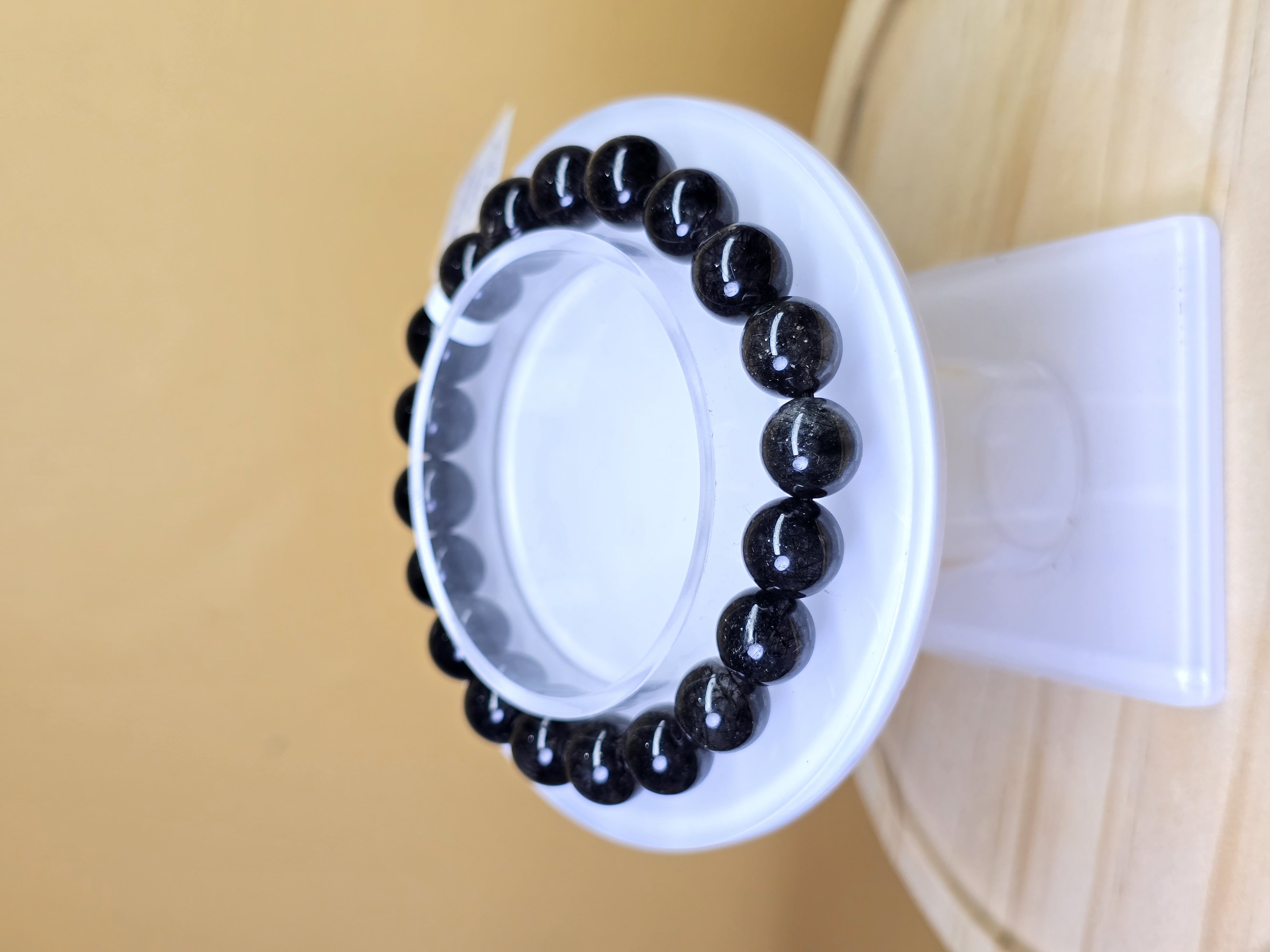 Vòng Thạch Anh Tóc Đen Loại Super ĐEN - Thạch anh trắng cộng sinh tourmaline đen - Black Tourmaline In Quartz_thumbnail_1