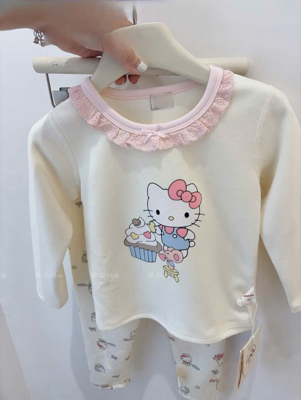 (N20) Set ngủ cổ bèo hình kitty hồng | Size 90-120