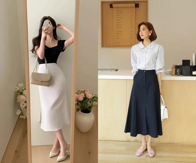 Những cô nàng theo đuổi phong cách thanh lịch mặc áo phông, sơ mi với chân váy thế nào? Họ luôn áp dụng 3 quy tắc