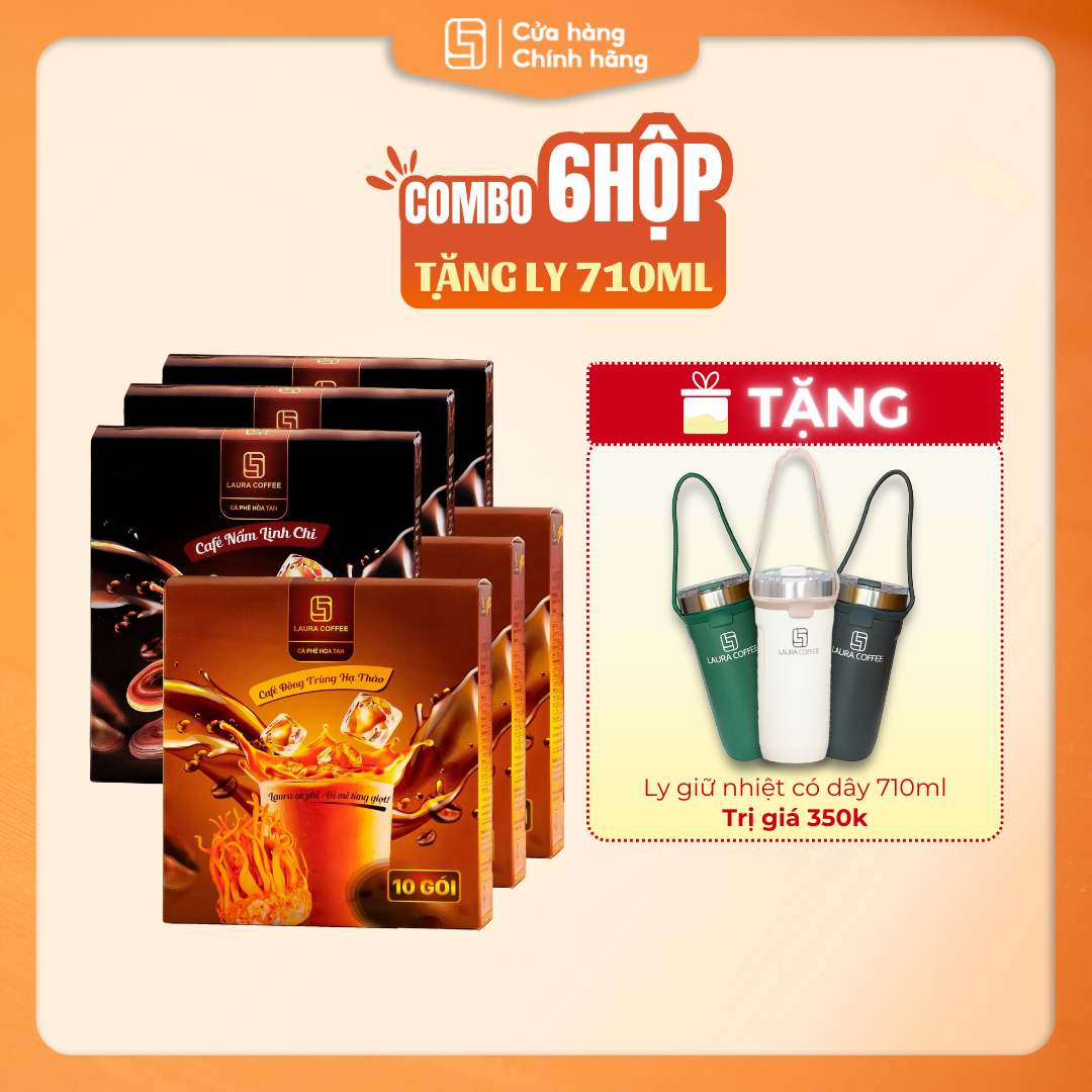 Combo 6 hộp cà phê linh chi tặng 1 Ly GNCD