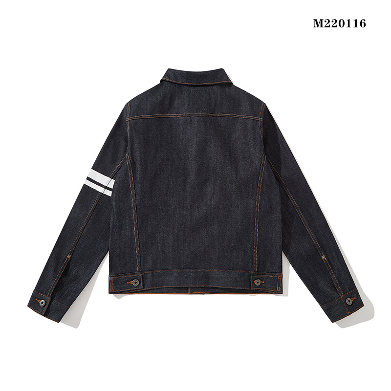 Áo denim viền đỏ vải xay nhuyễn dày cứng Mỹ retro hợp thời trang nguyên bò áo khoác denim dành cho nam giới