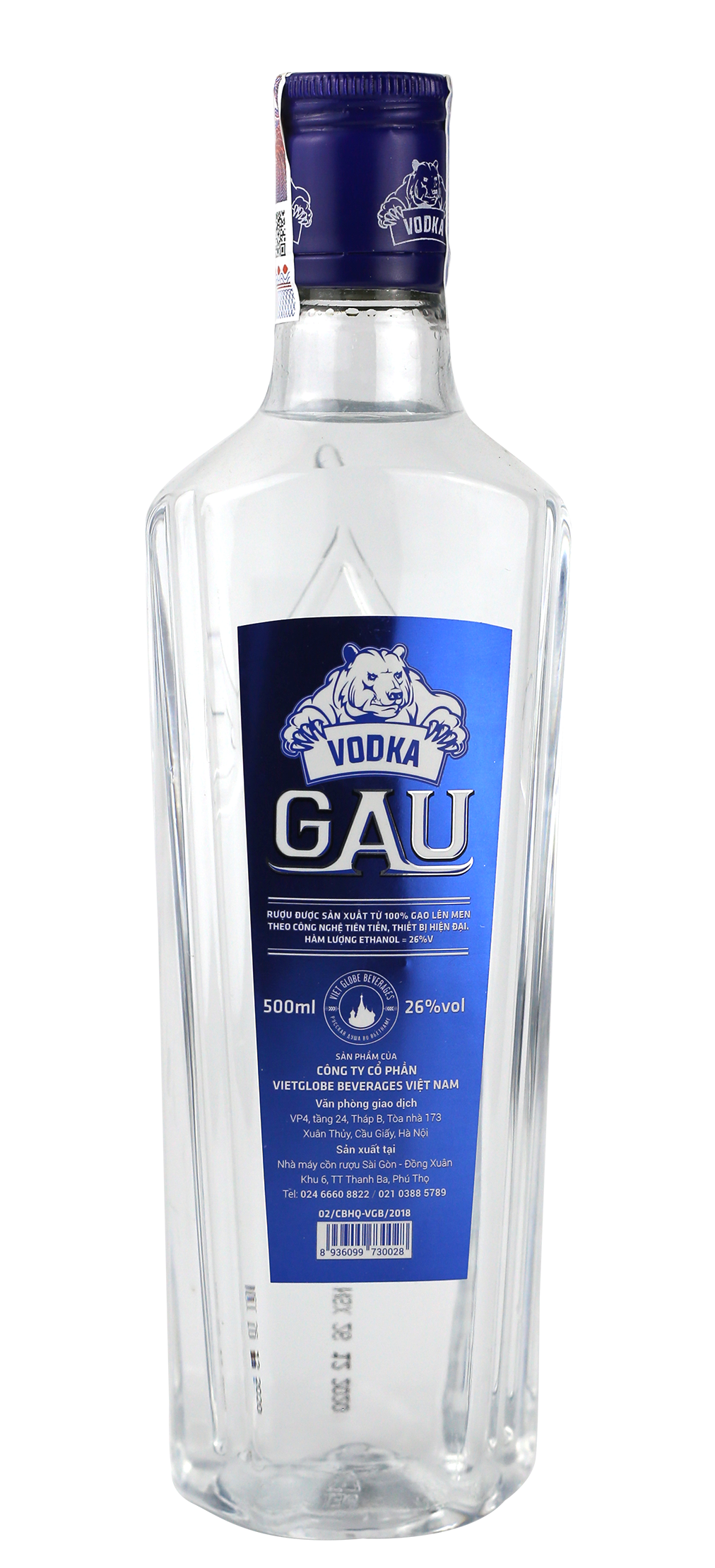 Rượu chai PET Vodka Gấu 26%-0,5L (bao gồm vỏ hộp)