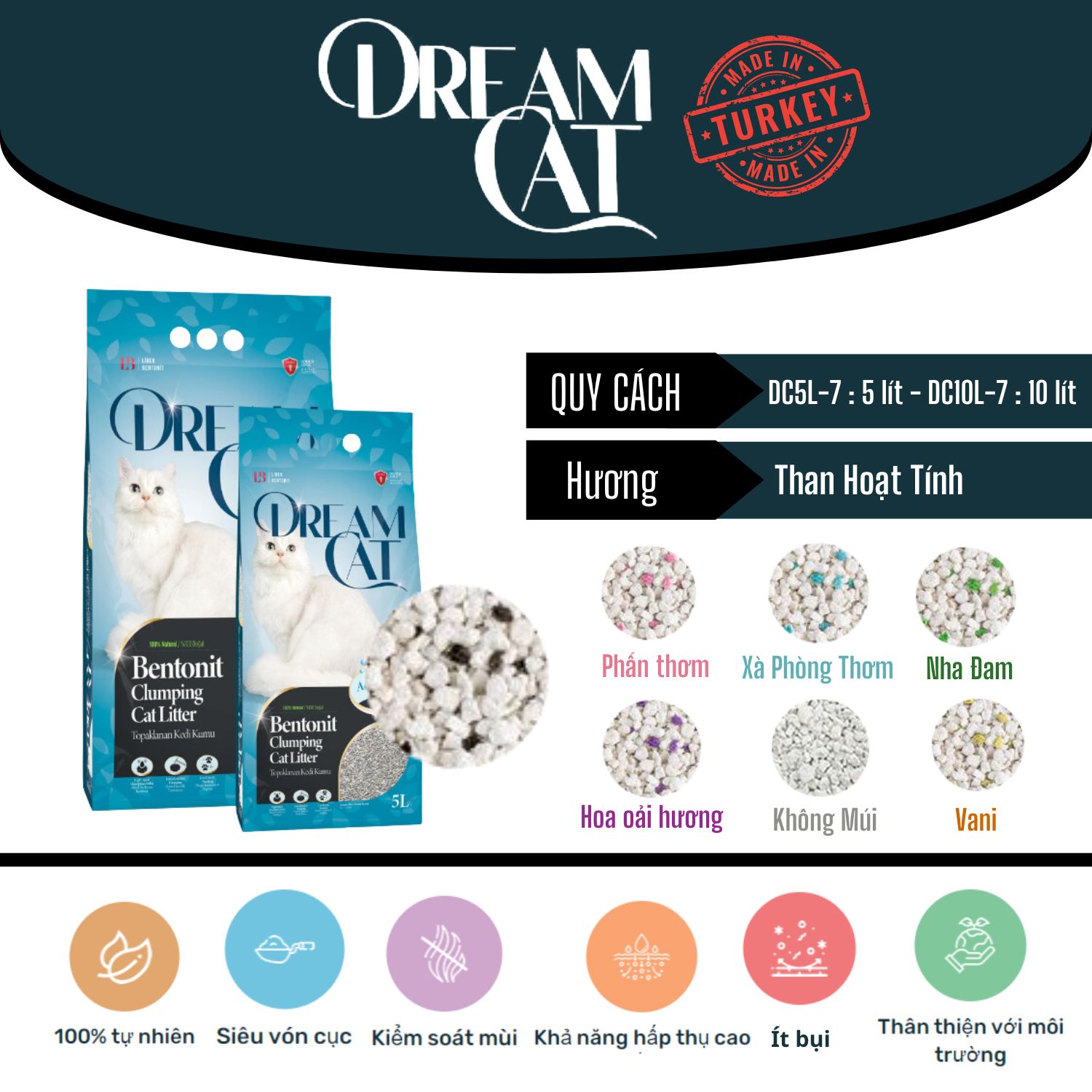 Cát vệ sinh cho mèo DREAMCAT - Dòng Activated Carbon (Hạt than hoạt tính tự nhiên) 5L_thumbnail_1