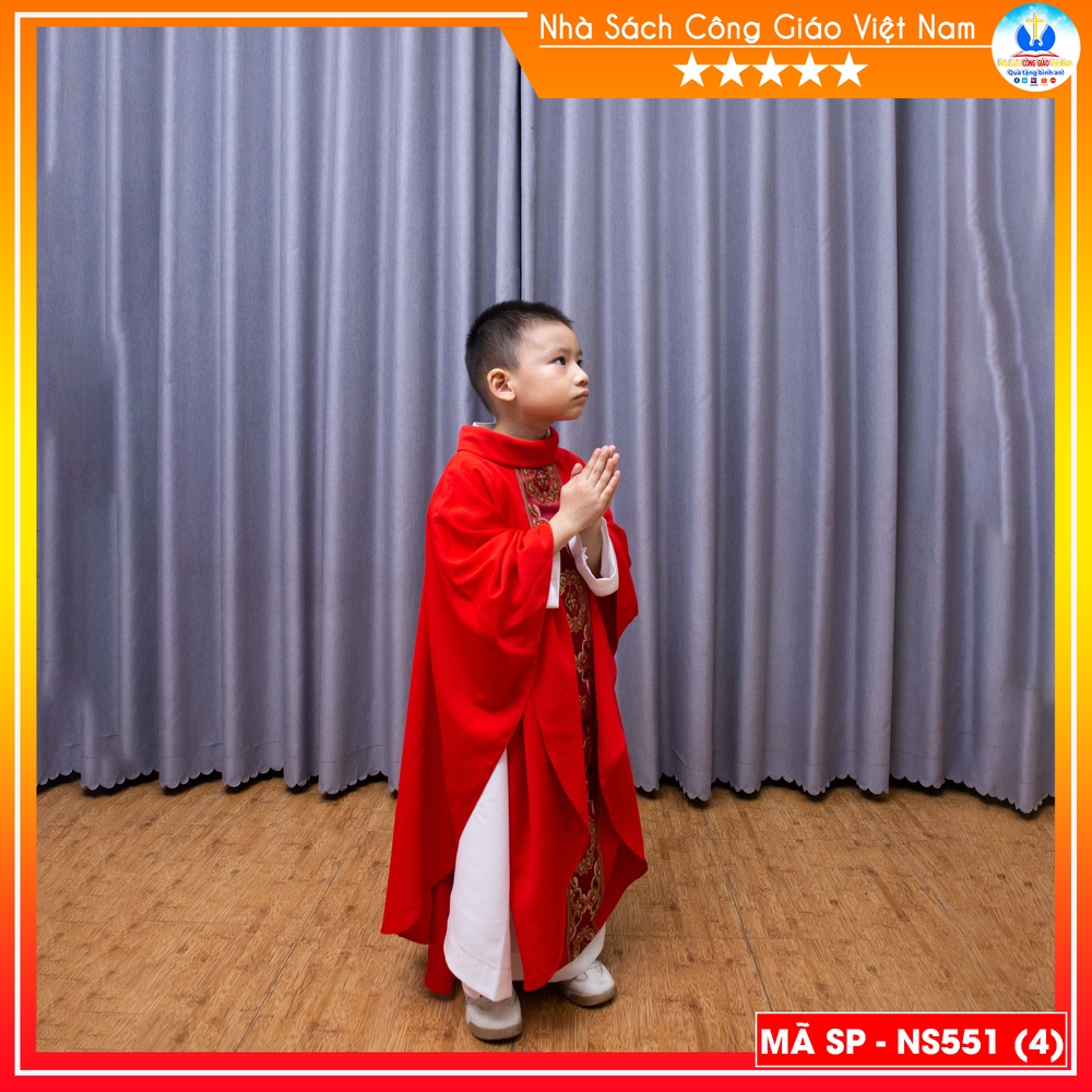 Bộ áo lễ linh mục nhí cho thiếu nhi (áo trong + áo ngoài) may theo yêu cầu - Cổ võ ơn gọi NS551_thumbnail_5
