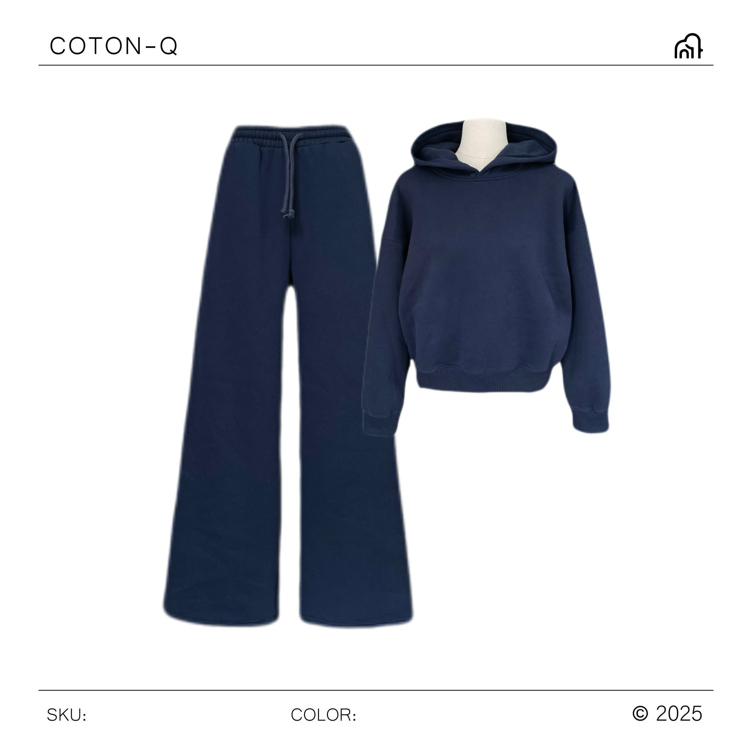 HJ125 Set hoodie nỉ + quần dài ( XANH )