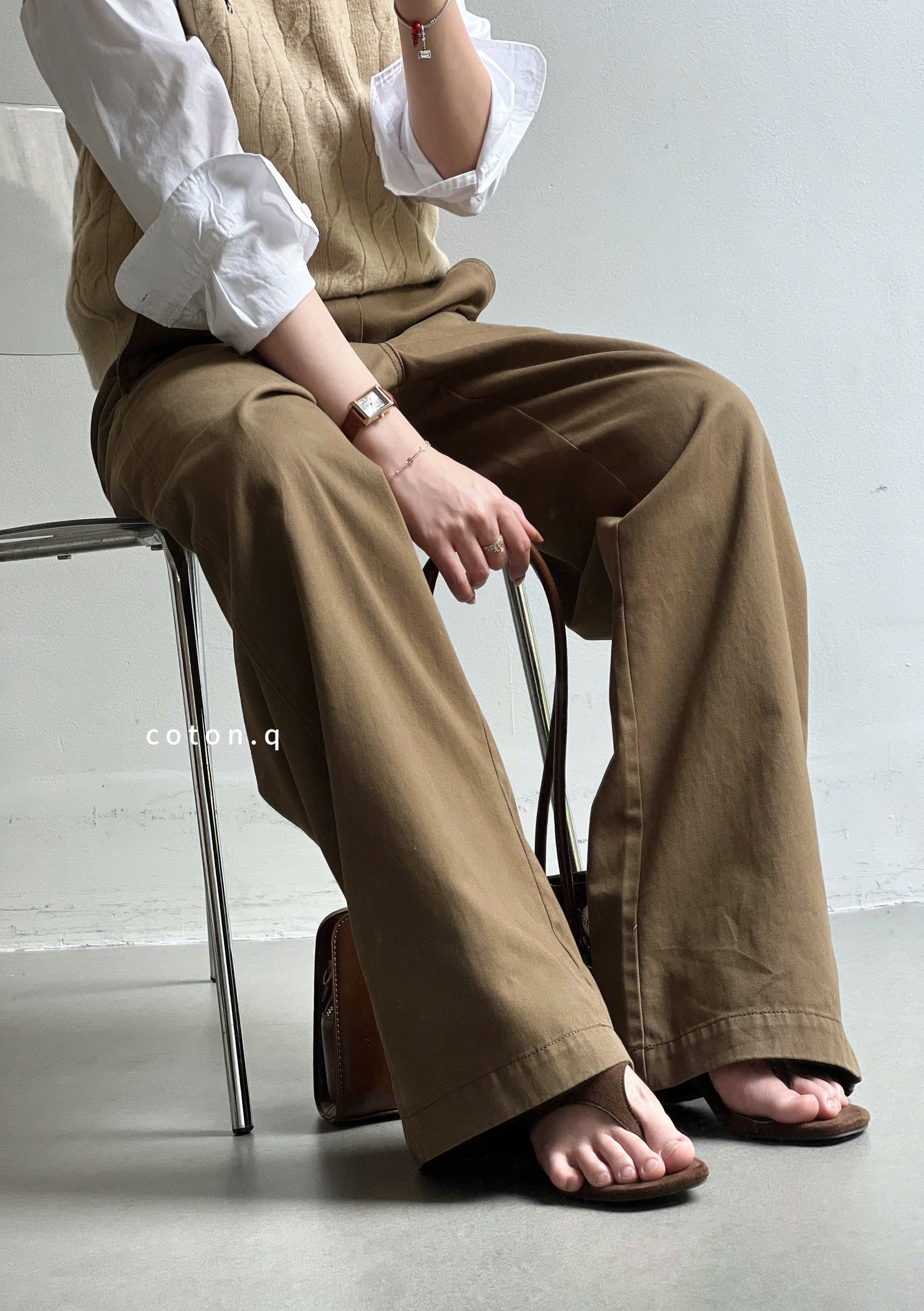 Quần dài nữ Coton Q suông nâu_thumbnail_13