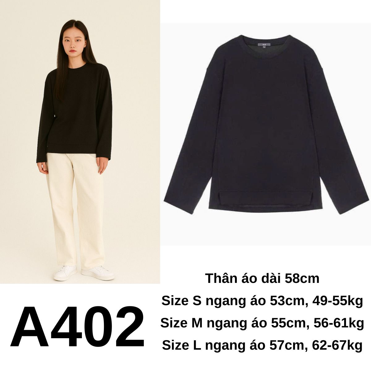 A402 Áo sweater đen