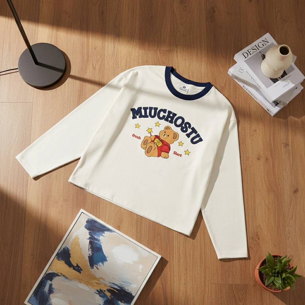 Áo thun Tết Bính Ngọ boxy tay dài phối cổ Gấu Teddy dễ thương Miucho vải thoáng mát 3012_thumbnail_7