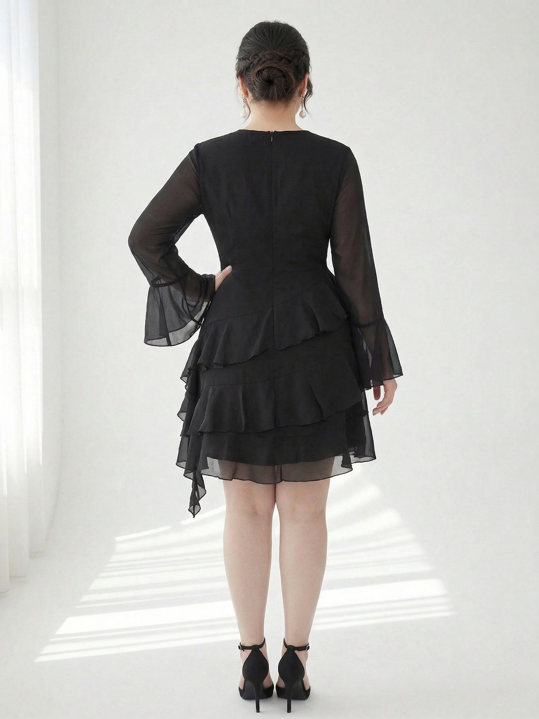 Đầm voan kiểu bèo nhún bigize DA150 dành cho nàng béo mập từ 55-95kg_thumbnail_3