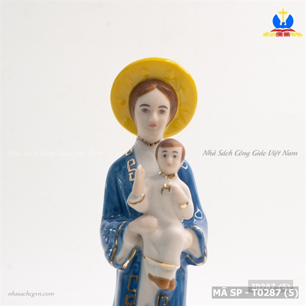 Tượng sứ Đức Mẹ La Vang 15cm Xanh Dương ✔_thumbnail_4