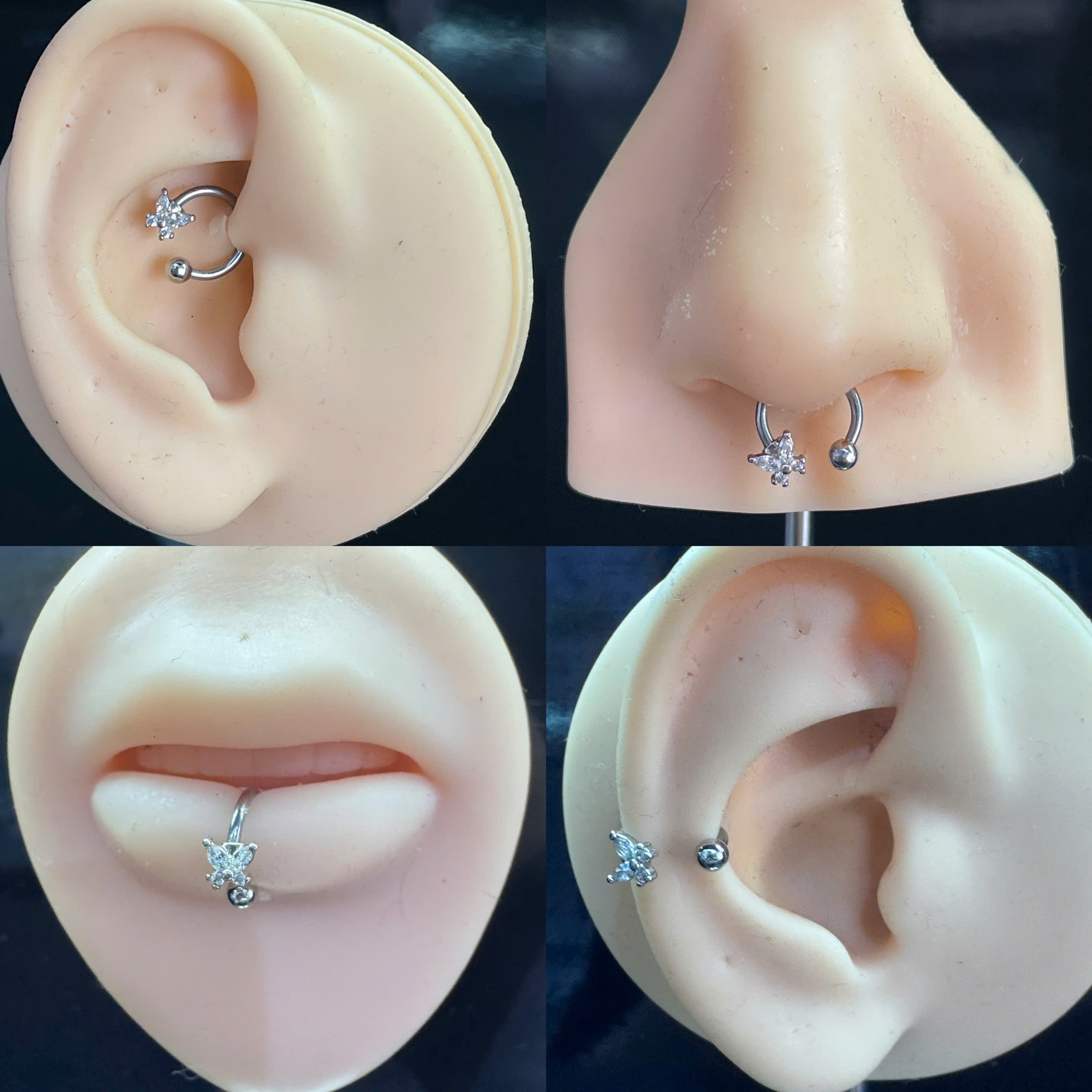 septum kiểu con bướm kim cương nhỏ.
