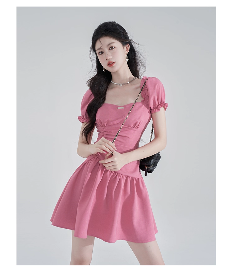 15173-Đầm hồng tay phồng eo nhún cách điệu ( lụa mịn)_thumbnail_1