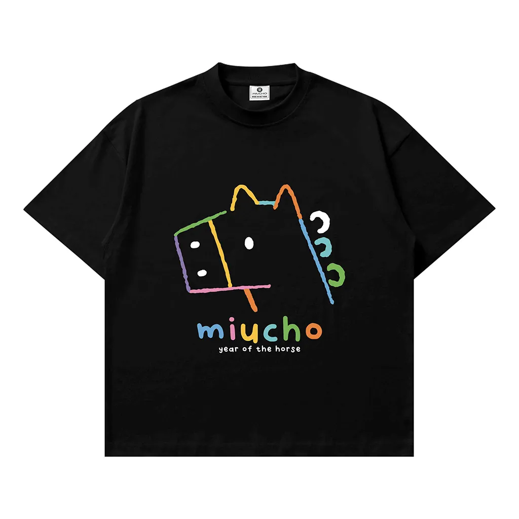 Áo thun nam nữ form boxy Miucho vải dày dặn thoáng mát hình ngựa hoạt hình in mix 2899_thumbnail_10