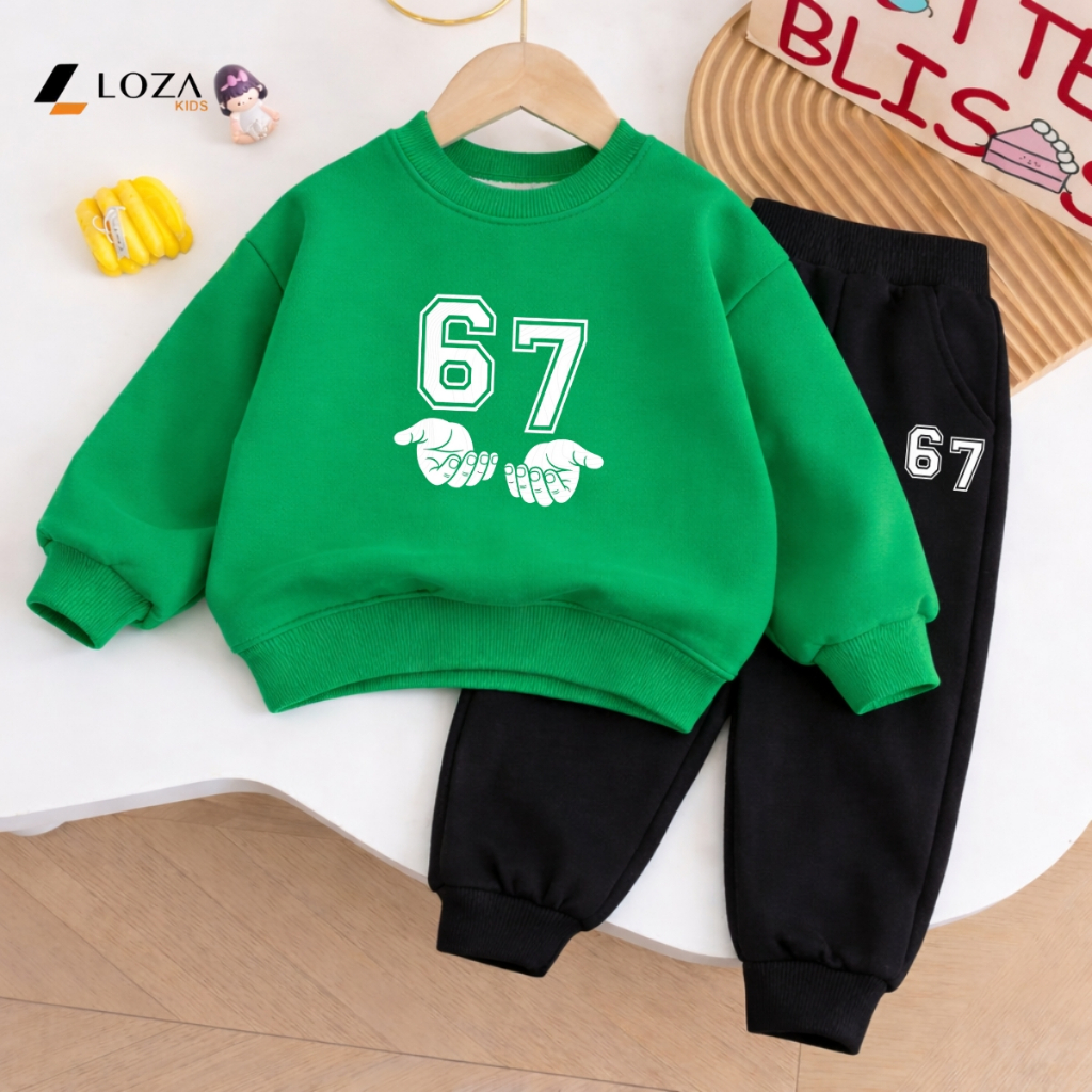 Bộ nỉ cho bé trai in số 67 - Six Seven - Loza Kids BI566_thumbnail_0