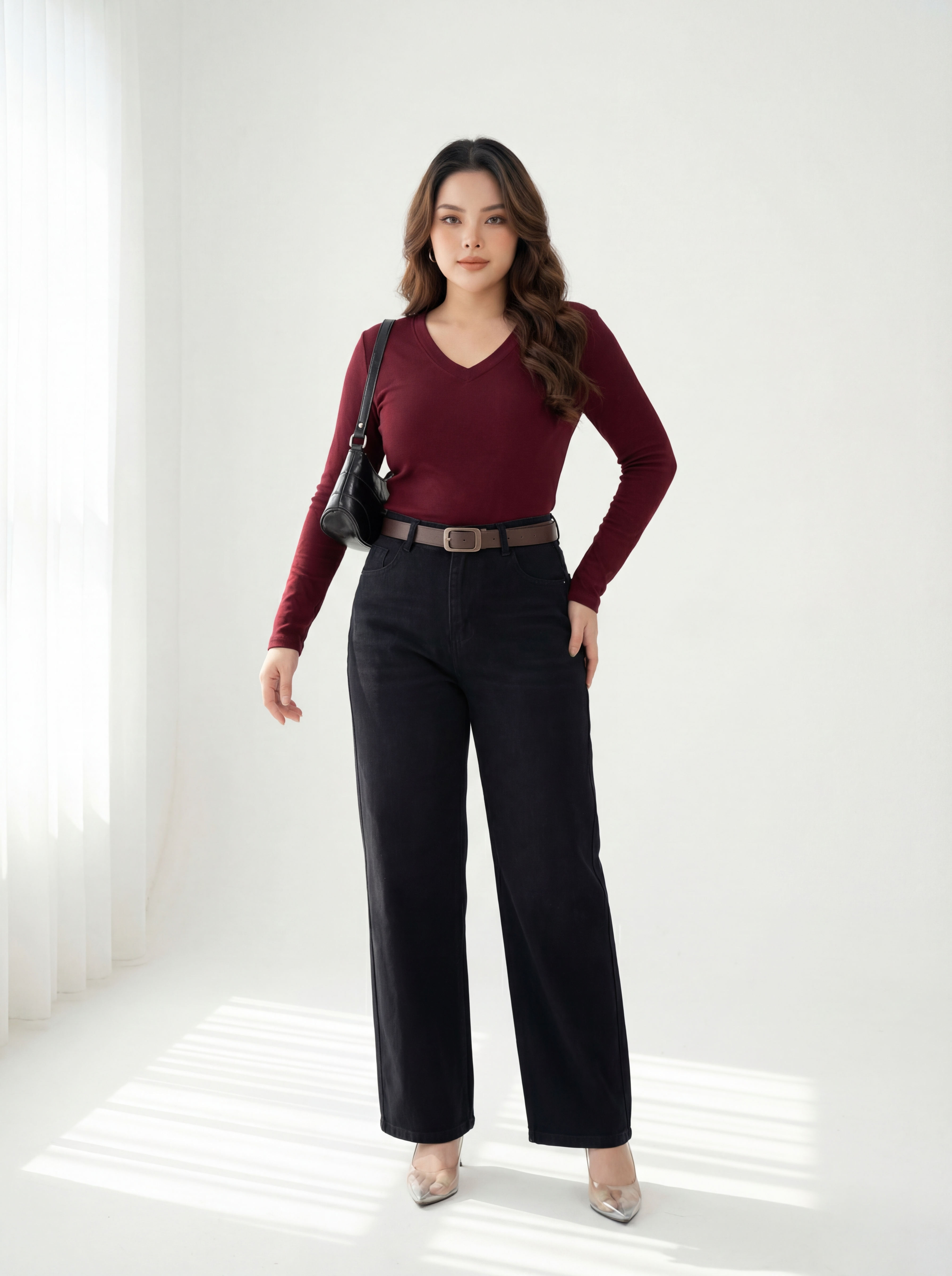 Quần jean ống suông lưng cao basic mới bigsize QJ5000 dành cho nàng béo mập từ 55-90kg