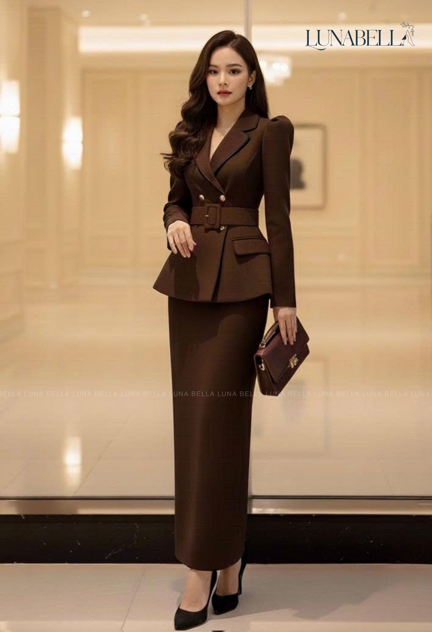 Set vest nâu cafe ELOWYN