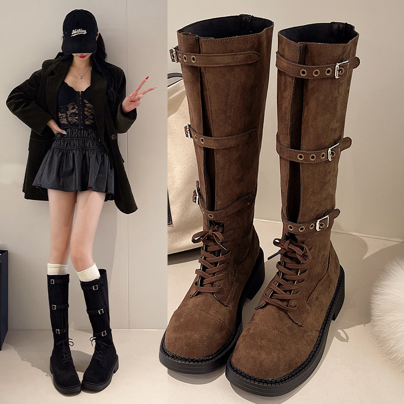 Boots Cao Cổ Phối Dây Thắt – Chất Liệu Da Lộn_thumbnail_2