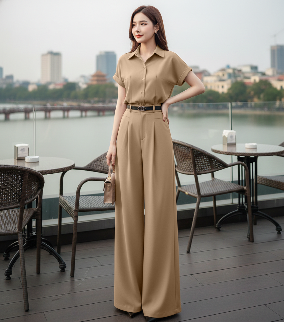 Set bộ đồ áo sơ mi phối quần ống rộng phong cách_thumbnail_13