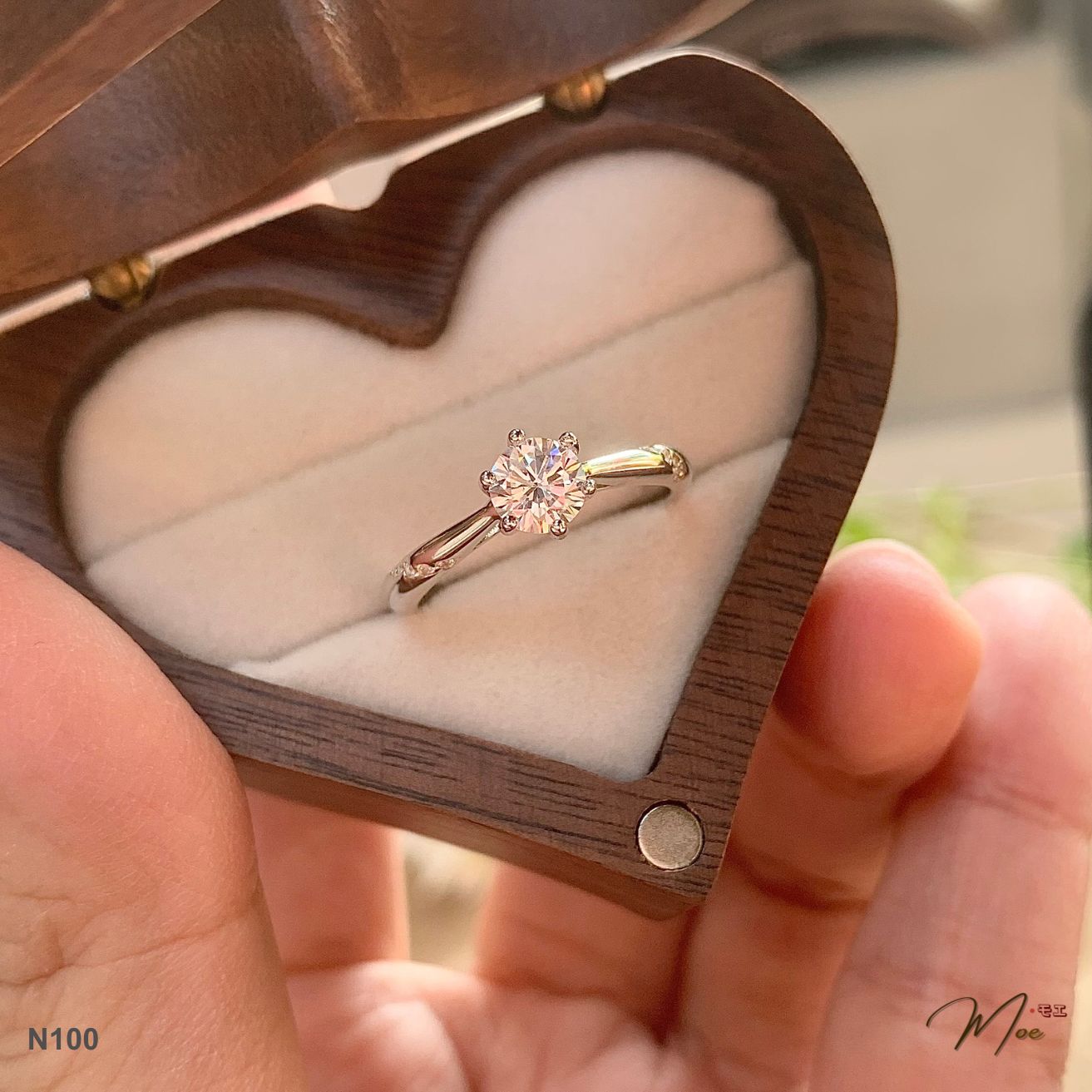 N100 - Nhẫn đá chủ viền trơn đá chéo basic_thumbnail_2