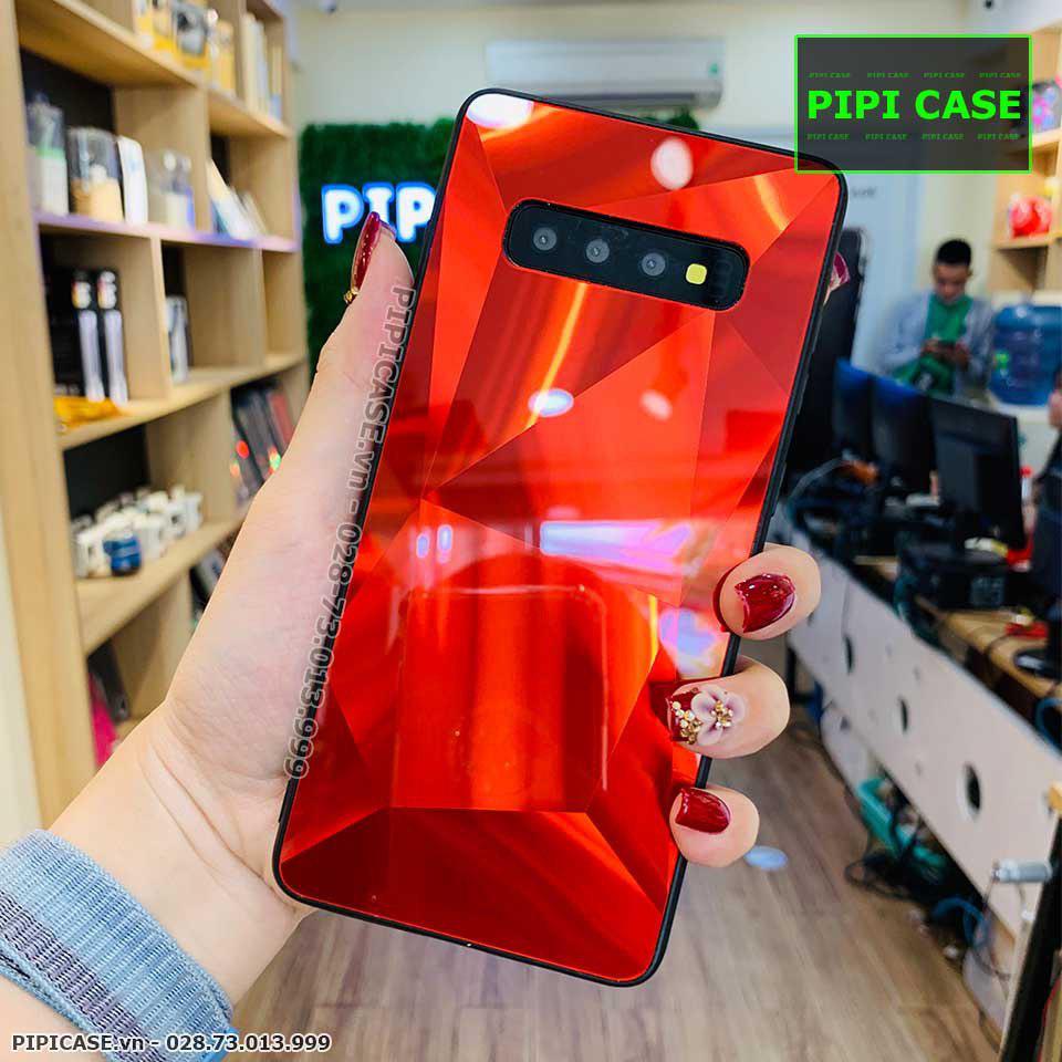 Ốp Lưng Samsung S10 - Kim Cương 6D - Đỏ