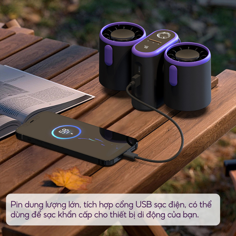 Quạt Đôi Đeo Thắt Lưng NMIMART: Nhỏ Gọn, Tích Hợp Sạc Dự Phòng, Làm Mát Nhanh Cho Hoạt Động Ngoài Trời_thumbnail_7