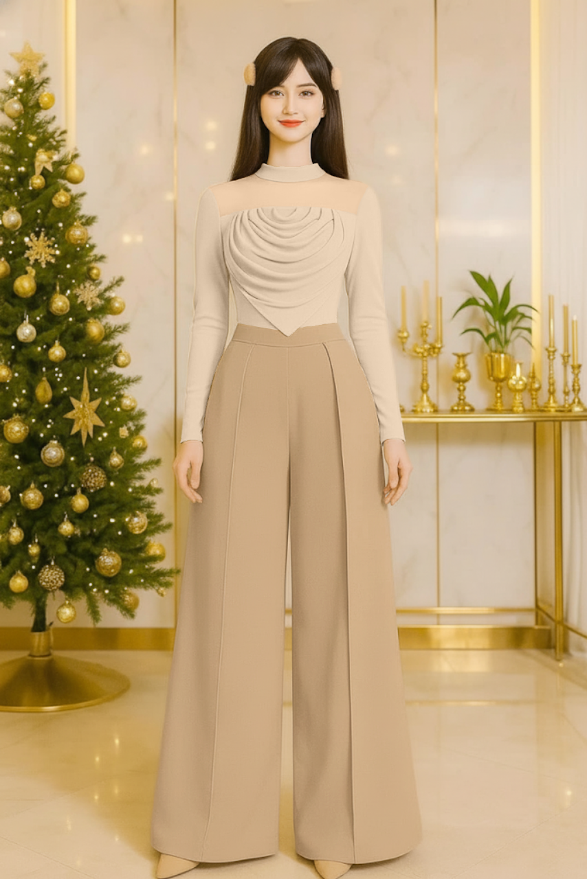 Set bộ áo tay dài phối quần dài phong cách sang trọng_thumbnail_2