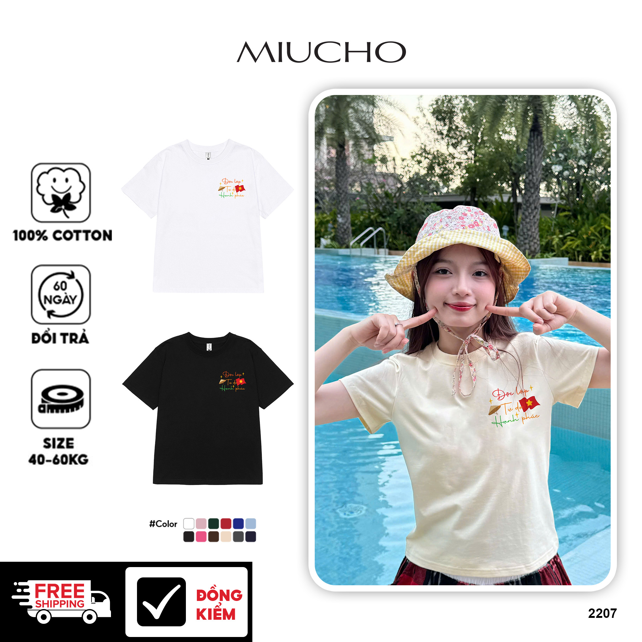 Áo baby tee ôm eo Việt Nam tôi yêu 2207 Miucho cổ tròn vải cotton 4c co giãn thoáng mát in mix_thumbnail_1