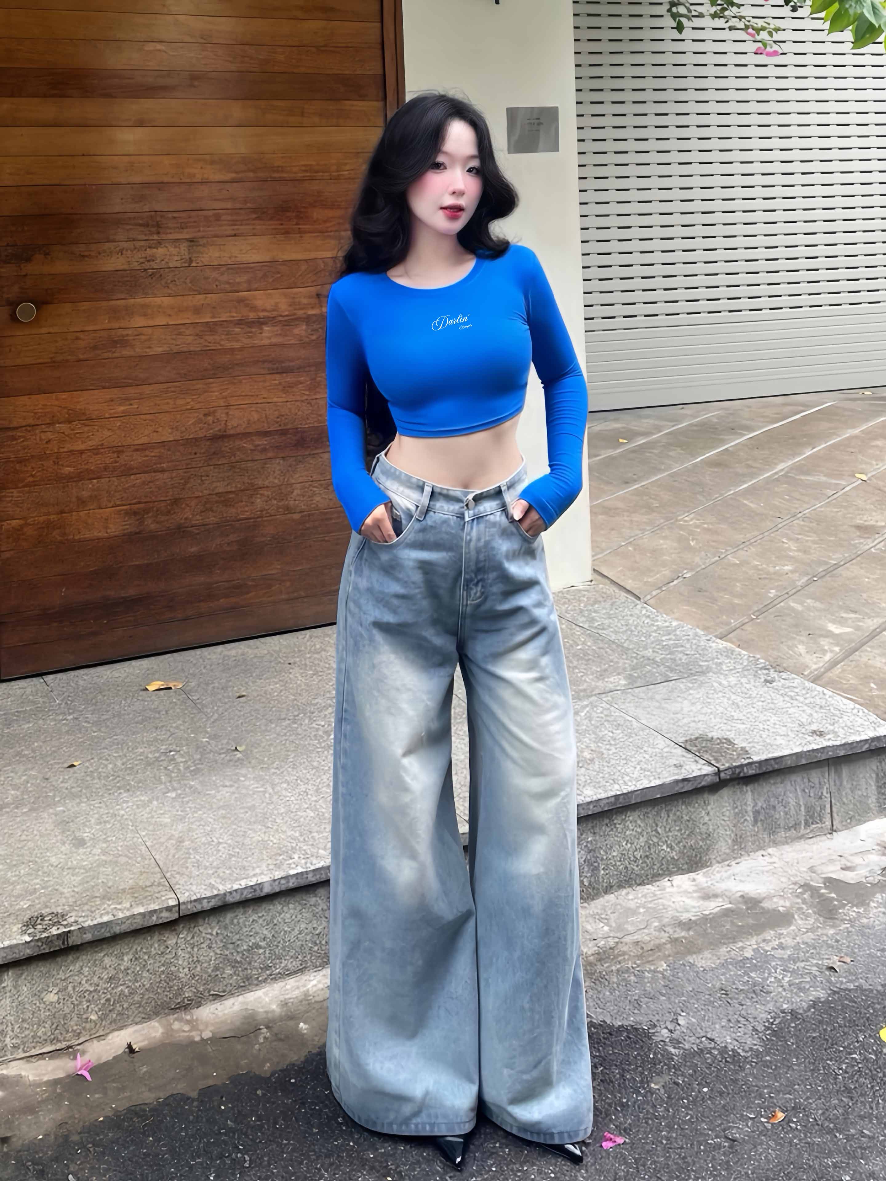 Áo croptop tay dài hack dáng 2499 Beezy 100% vải visco thoáng mát cổ tròn, nhiều màu, dễ phối đồ_thumbnail_3