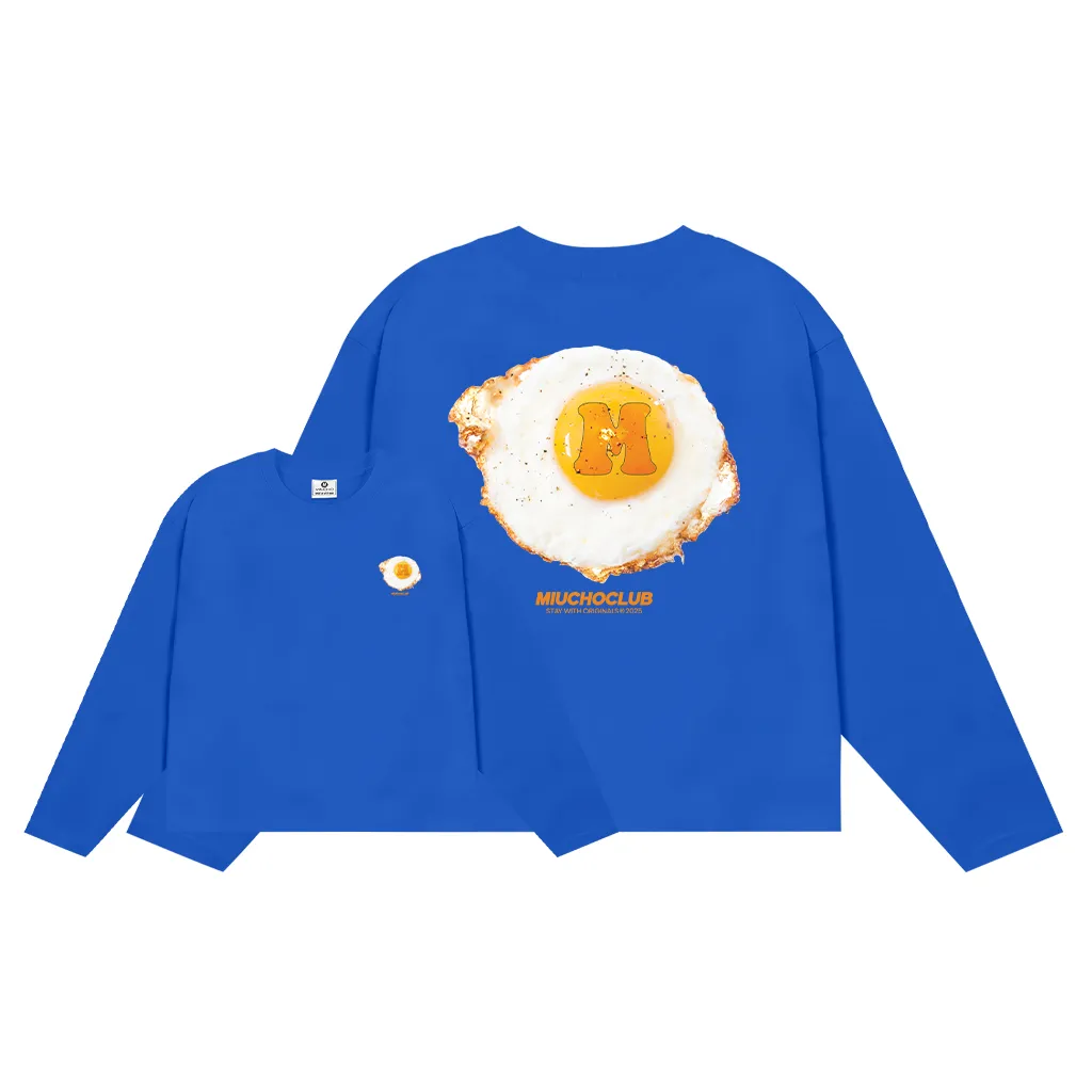 Áo thun boxy nữ tay dài hình trứng ốp la 2642 Miucho vải cotton co giãn 2c thoáng mát in mix_thumbnail_11