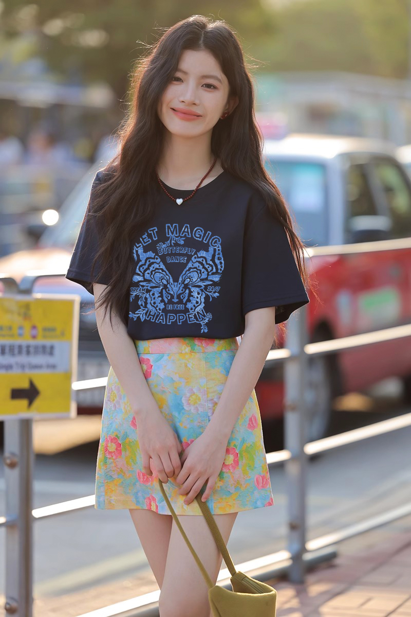 Áo thun nữ form regular ARD2413 Miucho Chic vải cotton thoáng mát phong cách cổ điển in mix_thumbnail_5