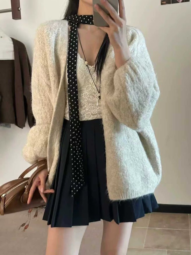 Lucas - Áo len Cardigan dáng lửng vải gạo loang 60156_thumbnail_2