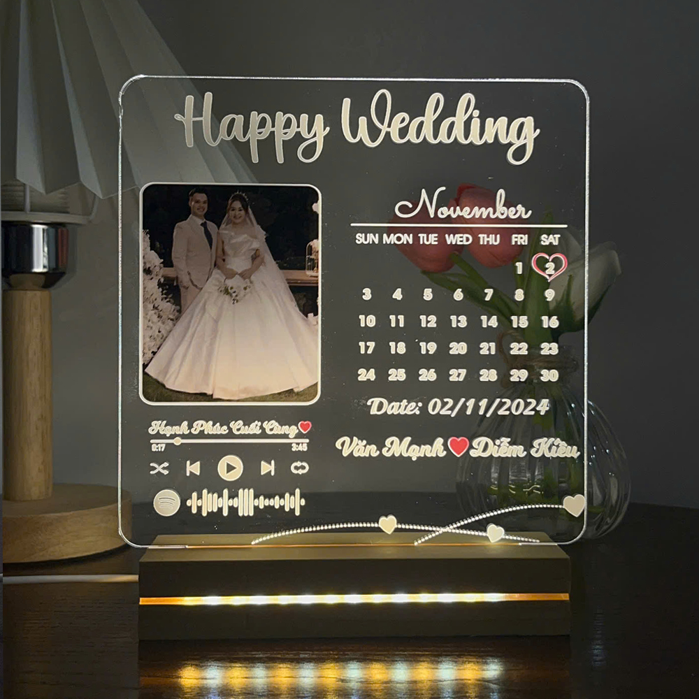 Đèn ngủ led 3D in theo yêu cầu Decor phòng, Món quà ý nghĩa cho sinh nhật, tình yêu, bạn bè, Valentine, các dịp đặc biệt  Đèn Led 3D Lịch Kỉ Niệm Thiết Kế Và In Ảnh Theo Yêu Cầu