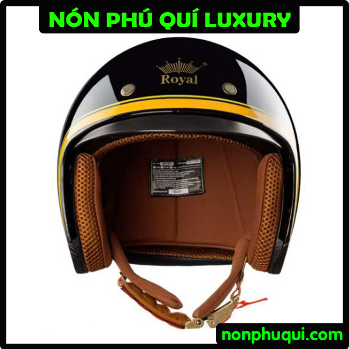 Nón Royal M139 Kính Âm Đen Line Vàng