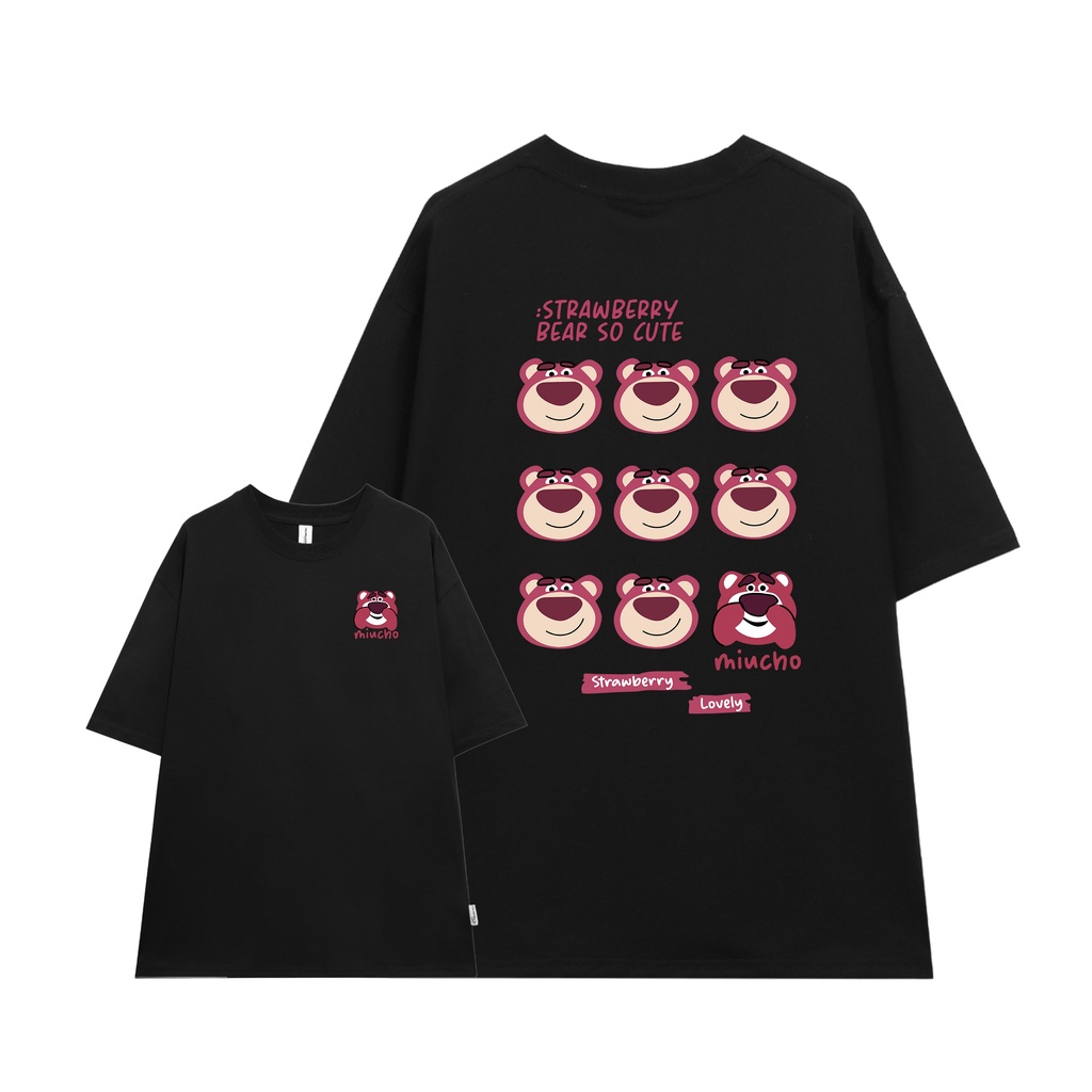 Áo thun gấu dâu lotso form rộng AT364 Miucho basic tee tay lỡ dành cho nam nữ in graphic_thumbnail_8