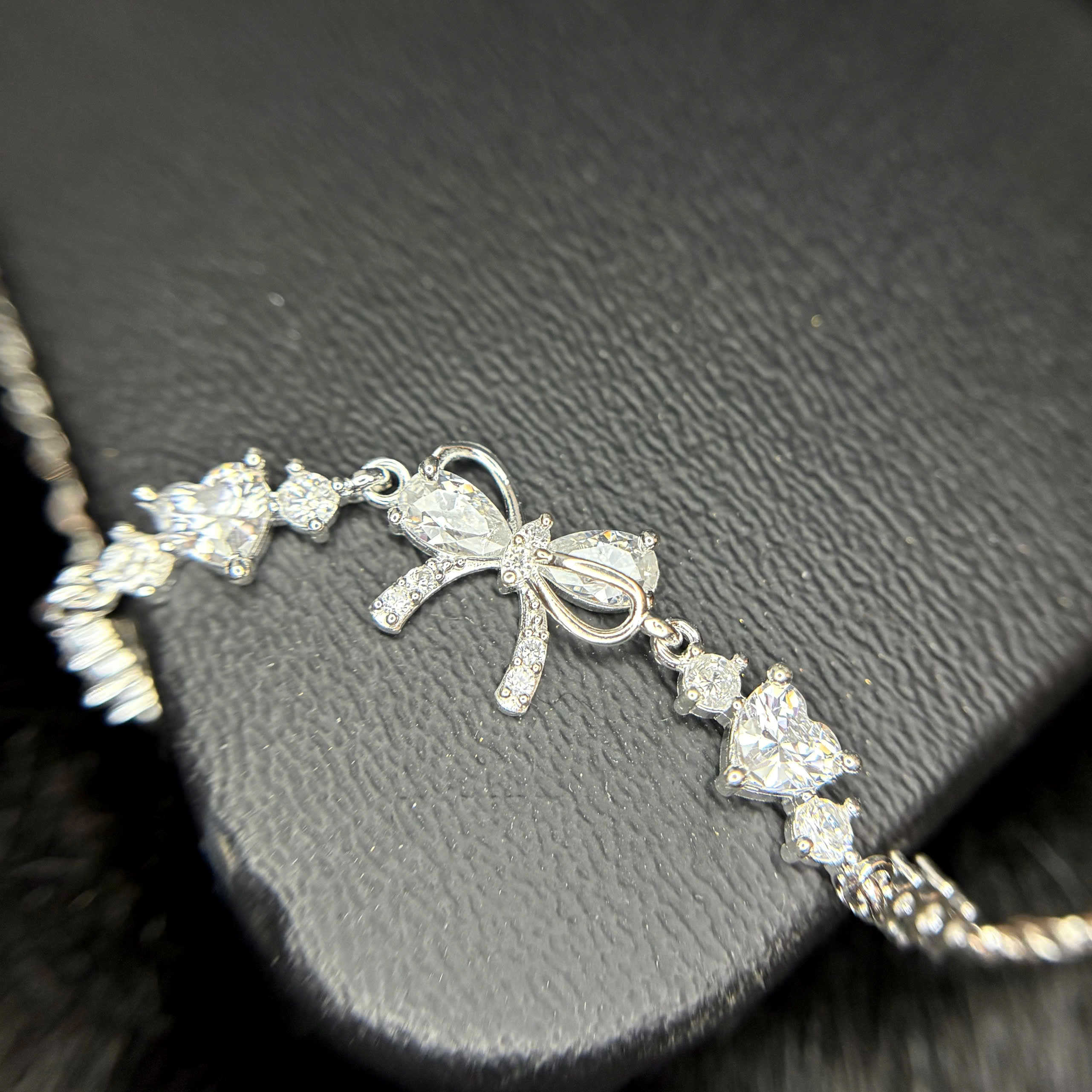 Vòng tay bạc xi bạch kim nơ trắng_thumbnail_1