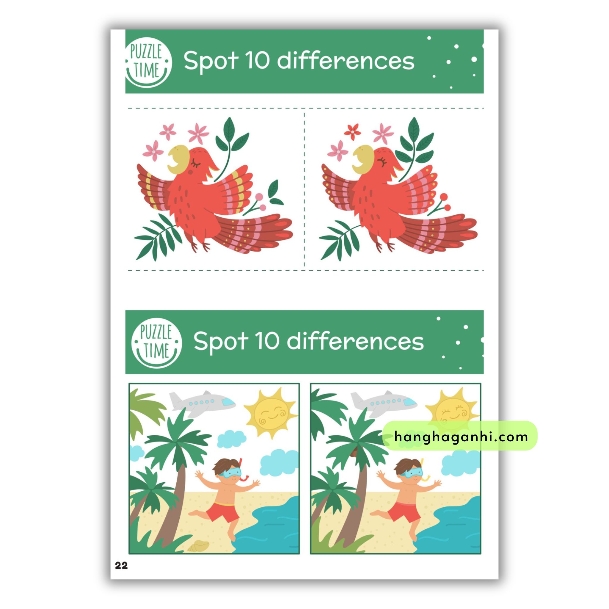 Học liệu Spot the Differences, luyện tư duy tập trung tìm điểm khác biệt giữa 2 bức tranh, ép plastic, tặng bút viết xóa_thumbnail_9