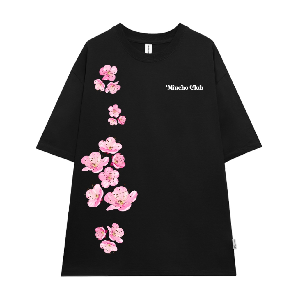 Áo thun Tết in hoa đào form rộng local brand ATD923 Miucho tay ngắn cổ tròn in mix_thumbnail_7