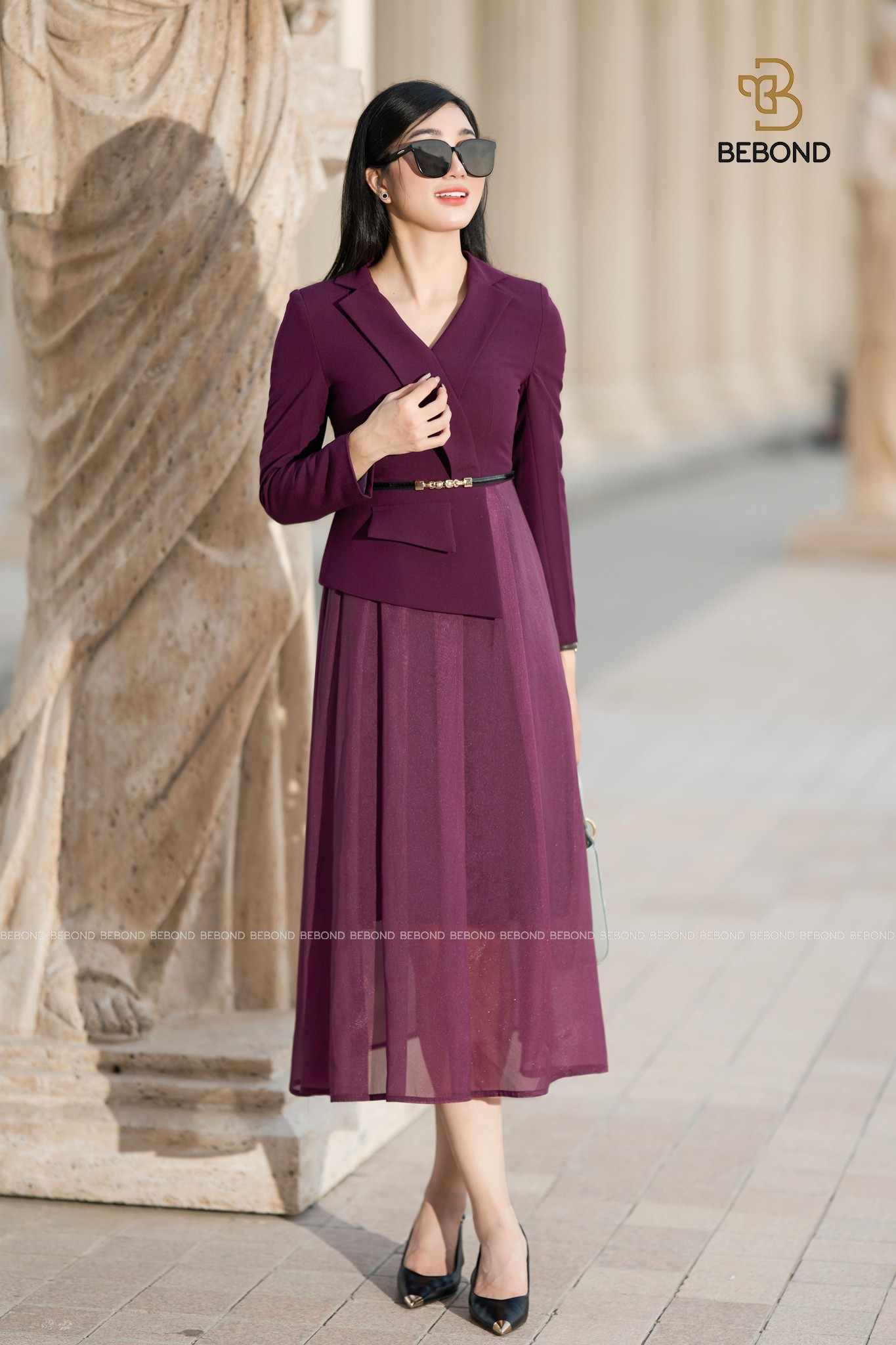 Đầm VIVIAN tà lệch viền túi màu tím_thumbnail_6