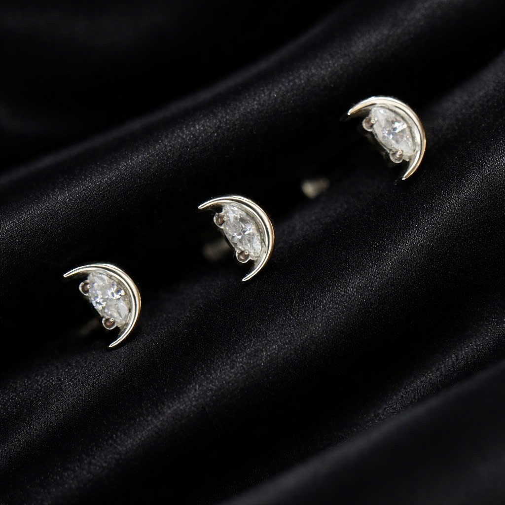 Khuyên kiểu titan mặt trăng đá thoi giữa