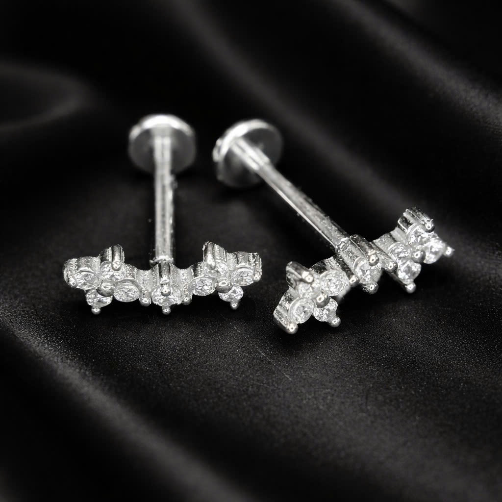 Khuyên kiểu hai hoa 4 lá dẹt